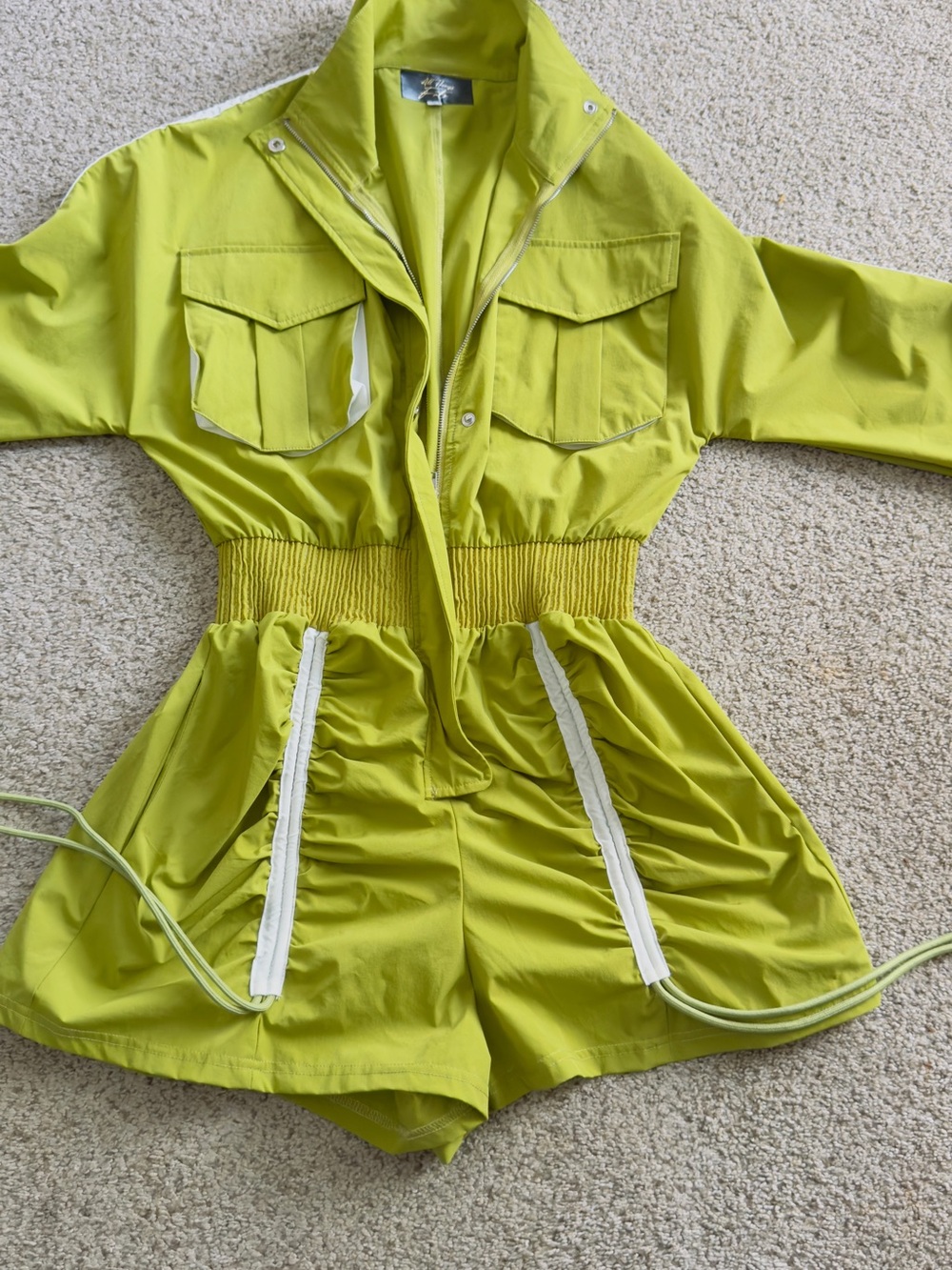 Neon Lime Utility Romper - Unbranded